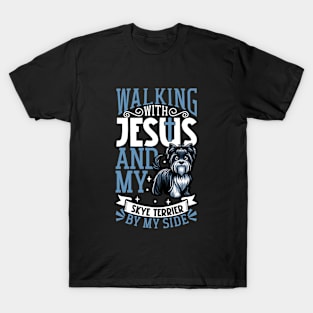 Jesus and dog - Skye Terrier T-Shirt